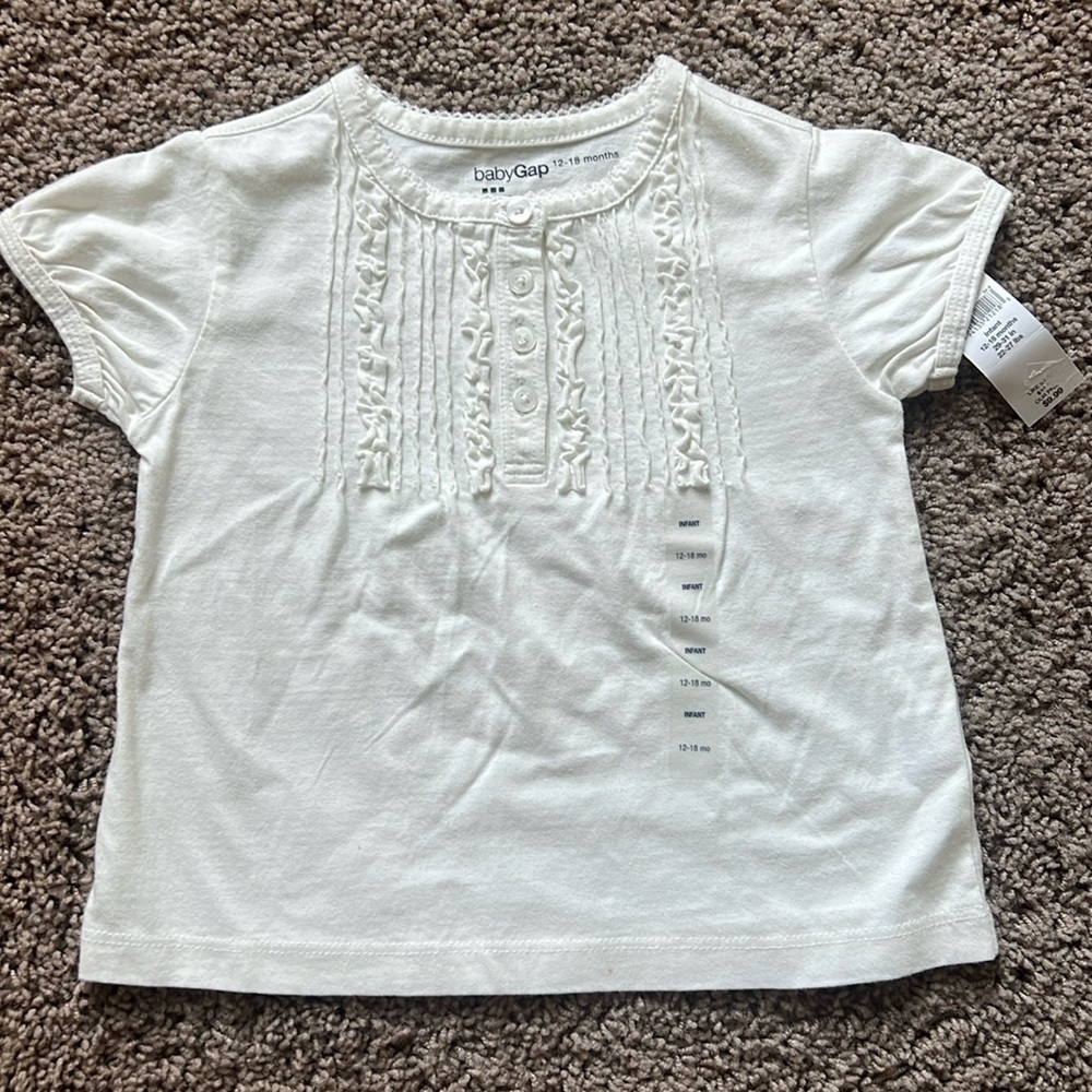 NWT Infant girls Baby Gap ruffle cotton tshirt size 12-18 months